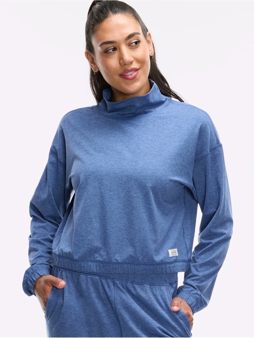 Peloton Blue Mock Neck Pullover